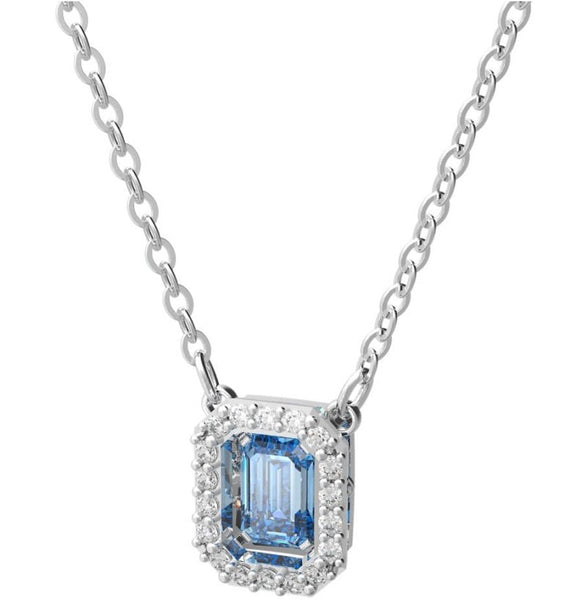 Swarovski Millenia Octagon Cut Blue Crystal Rhodium Plated Necklace, 5614926.