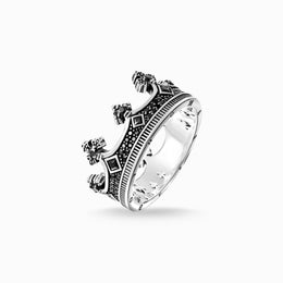 Thomas Sabo Rebel At Heart Sterling Silver Black CZ Crown Ring