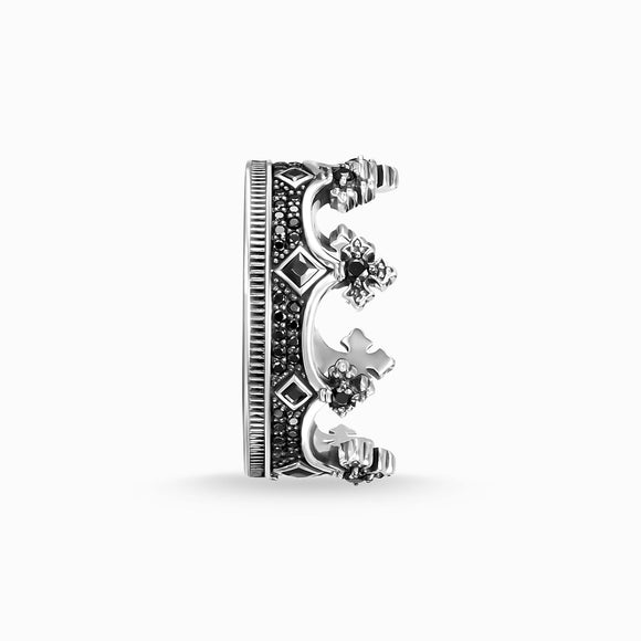 Thomas Sabo Rebel At Heart Sterling Silver Black CZ Crown Ring