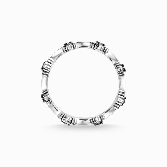Thomas Sabo Rebel At Heart Sterling Silver Black CZ Crown Ring