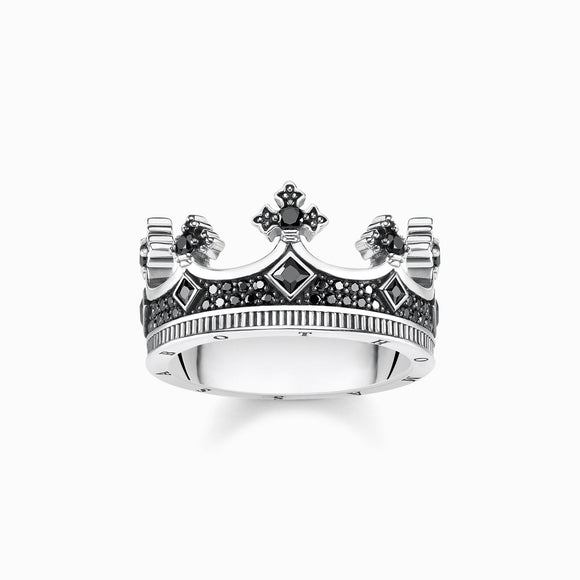 Thomas Sabo Rebel At Heart Sterling Silver Black CZ Crown Ring
