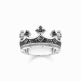 Thomas Sabo Rebel At Heart Sterling Silver Black CZ Crown Ring