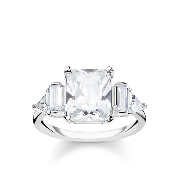 Thomas Sabo Glam & Soul Sterling Silver CZ White Magic Cocktail Ring, TR2262-051-14.