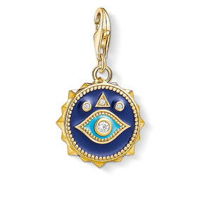 Thomas Sabo Yellow Gold White Zirconia Blue Nazar Eye Charm 1663-565-32