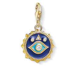 Thomas Sabo Yellow Gold White Zirconia Blue Nazar Eye Charm 1663-565-32