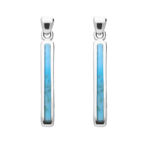 Sterling Silver Turquoise Short Slim Drop Earrings