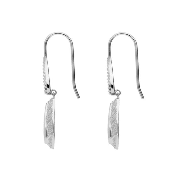 Sterling Silver Turquoise Marquise Beaded Edge Earrings, E1616.