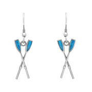 00073185 C W Sellors Sterling Silver Regatta Blue Oar Drop Earrings, E1506.