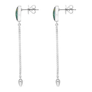 Sterling Silver Spectrolite Lineaire Long Drop Stud Earrings, E2240.