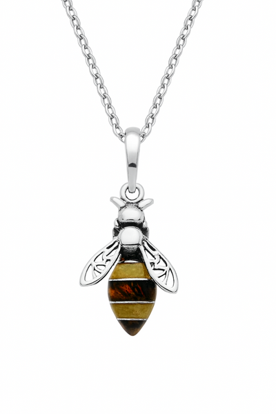 Sterling Silver Amber Bee Necklace