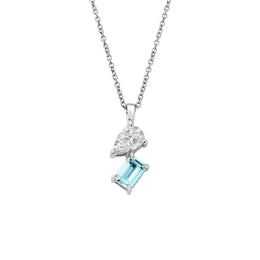 Clogau Ti a Fi White Gold, Diamond and Aquamarine Pendant