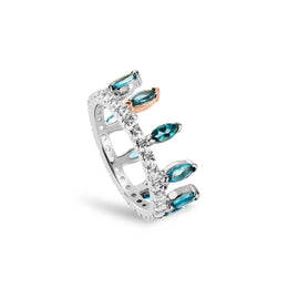 Clogau Celebration Crown Silver and London Blue Topaz Ring