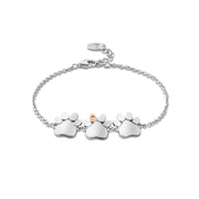 Clogau Paw Prints on My Heart Silver Triple Paw Bracelet