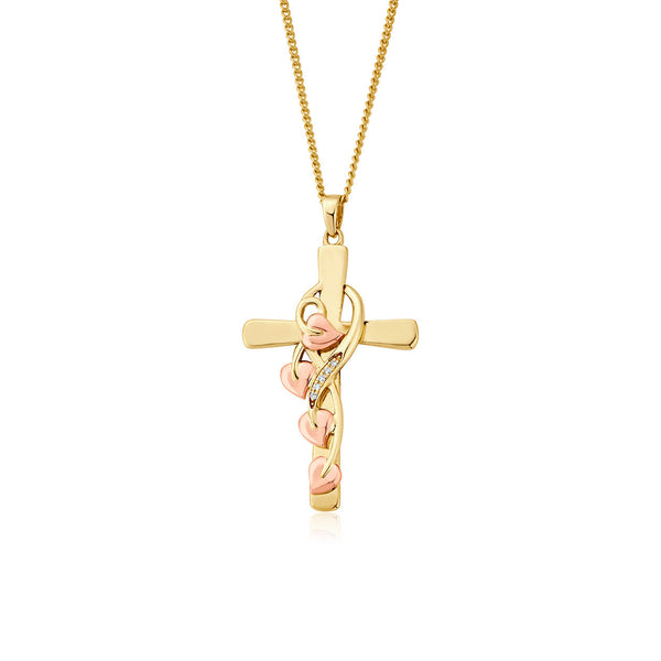 Clogau Tree of Life Diamond 9ct Gold Cross Necklace GTOL0087
