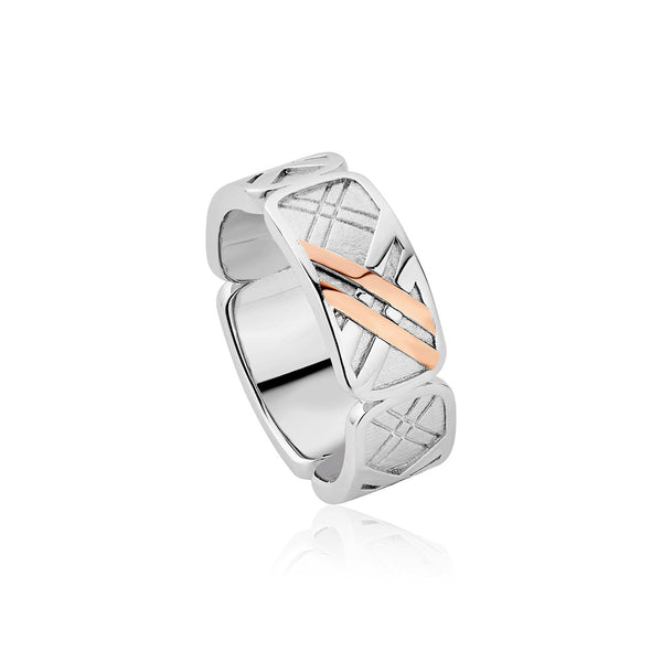 Clogau Welsh Tartan Sterling Silver Wide Ring D