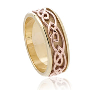Clogau Annwyl 9ct Yellow Gold Rose Gold Celtic Weave Wide Ring, ELYR017