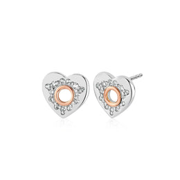 Clogau Cariad Sparkle Sterling Silver Sparkle White Topaz Stud Earrings, 3SCRS0652