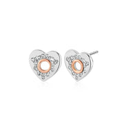 Clogau Cariad Sparkle Sterling Silver Sparkle White Topaz Stud Earrings, 3SCRS0652