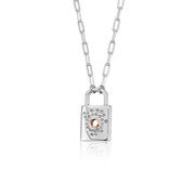 Clogau Cariad Sparkle Sterling Silver Topaz Padlock Necklace 3SCRS0292