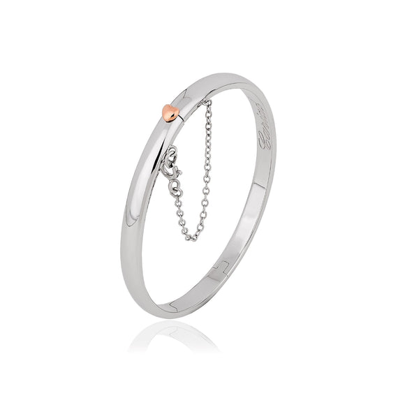 Clogau Cariad Sterling Silver Rose Gold Heart Bangle, 3SCBG.