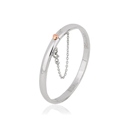 Clogau Cariad Sterling Silver Rose Gold Heart Bangle, 3SCBG.