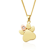 Clogau Paw Prints On My Heart 9ct Gold Diamond Necklace, GPWP0364