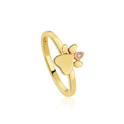 Clogau Paw Prints On My Heart 9ct Gold Diamond Ring, GPWP0363