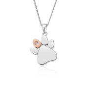 Clogau Paw Prints On My Heart Sterling Silver June Birthstone Moonstone Necklace, 3SPWP0676