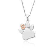 Clogau Paw Prints On My Heart Sterling Silver October Birthstone Opal Necklace, 3SPWP0680