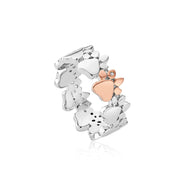 Clogau Paw Prints On My Heart Sterling Silver White Topaz Band Ring, 3SPWP0648