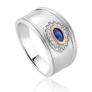 Clogau Princess Diana Sterling Silver Sapphire Wide Ring, 3SLDD0075