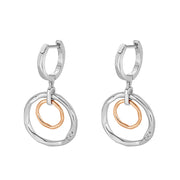 Clogau Ripples Double Hoop Sterling Silver White Topaz Creole Earrings