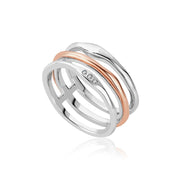 Clogau Ripples Triple Band Sterling Silver White Topaz Ring, 3SRPP0210