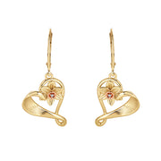 Clogau St Davids Daffodil Heart 9ct Gold Diamond Drop Earrings D