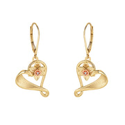 Clogau St Davids Daffodil Heart 9ct Gold Diamond Drop Earrings D
