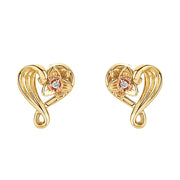 Clogau St Davids Daffodil Heart 9ct Gold Diamond Stud Earrings GDFF005