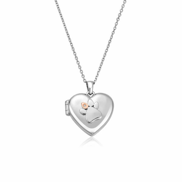 Clogau Paw Print Heart Sterling Silver Locket 3SPWP0617