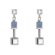 Coeur De Lion GeoCUBE Precious Silver Blue Drop Earrings, 5074210700