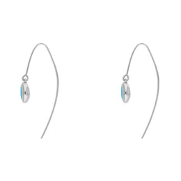 9ct White Gold Turquoise Star Disc Drop Earrings, E1371.