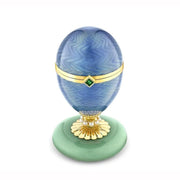 Faberge Heritage 18ct Yellow Gold Blue Guilloche Enamel Limited Edition Egg Objet with Water Lily Surprise 1922DA3188._2