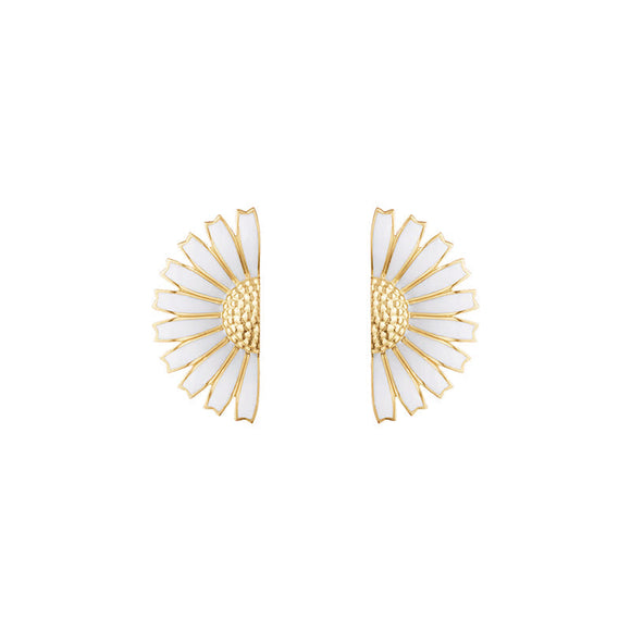 Georg Jensen Daisy 18ct Yellow Gold Plated Sterling Silver White Enamel Earrings