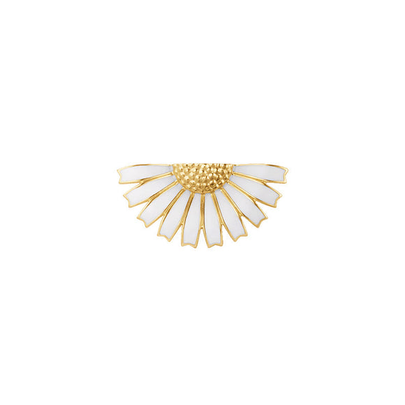 Georg Jensen Daisy 18ct Yellow Gold Plated Sterling Silver White Enamel Half Flower Brooch