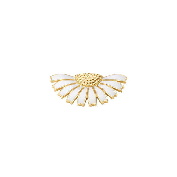 Georg Jensen Daisy 18ct Yellow Gold Plated Sterling Silver White Enamel Half Flower Hair Clip, 20001552