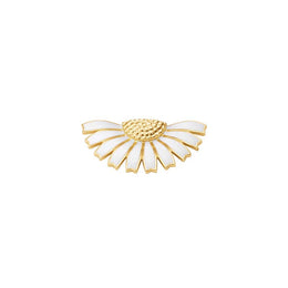Georg Jensen Daisy 18ct Yellow Gold Plated Sterling Silver White Enamel Half Flower Hair Clip, 20001552