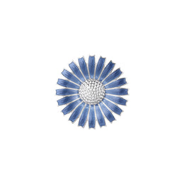 Georg Jensen Daisy Sterling Silver Blue Enamel Brooch, 20001546