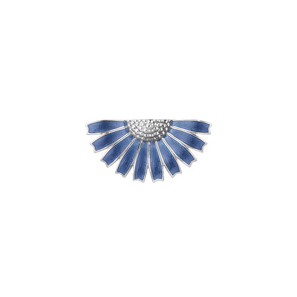 Georg Jensen Daisy Sterling Silver Blue Enamel Half Flower Brooch, 20001549
