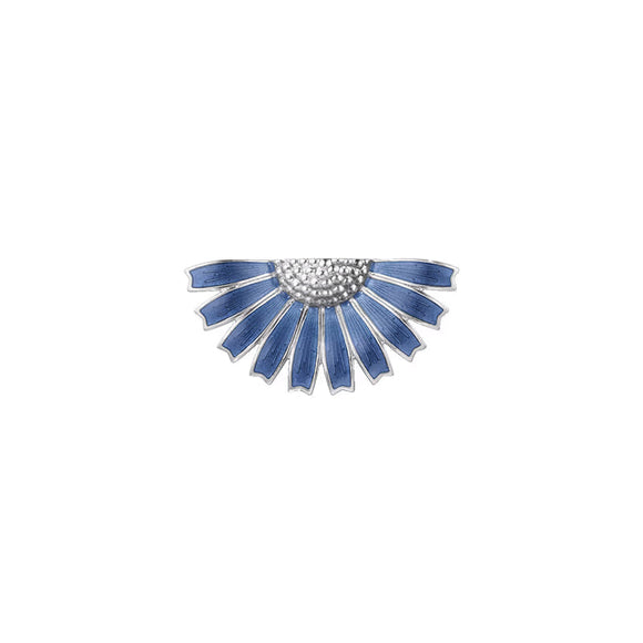 Georg Jensen Daisy Sterling Silver Blue Enamel Half Flower Brooch, 20001549