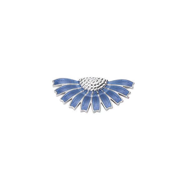 Georg Jensen Daisy Sterling Silver Blue Enamel Half Flower Hair Clip, 20001548