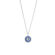 Georg Jensen Daisy Sterling Silver Blue Enamel Necklace, 20001545