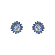 Georg Jensen Daisy Sterling Silver Blue Enamel Stud Earrings, 20001544